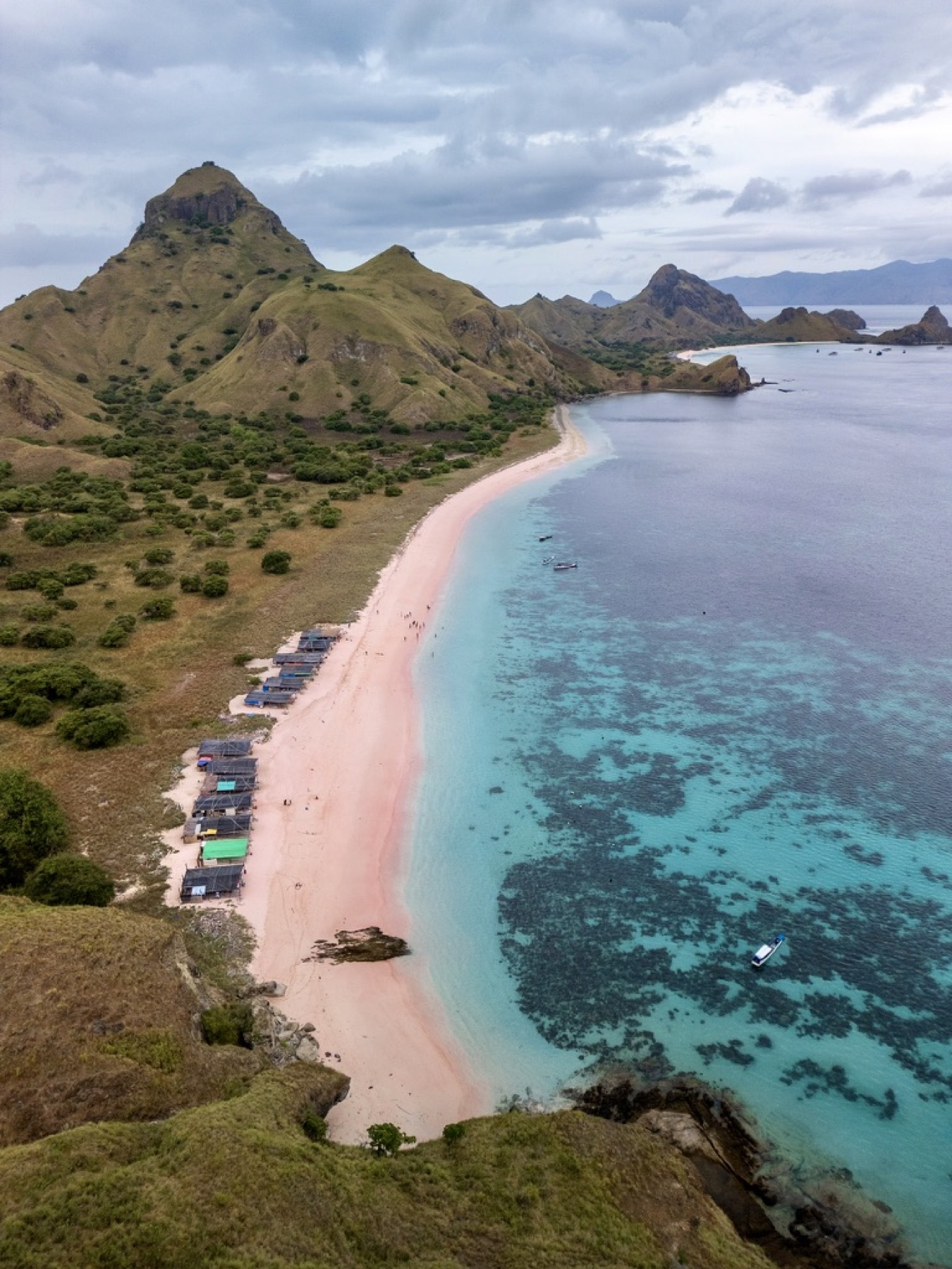 Pink sand beach and turquoise water